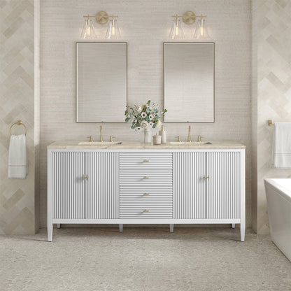 James Martin - Myrrin 72" Vanity, Bright White, w/ 3 CM Tajnar Eclos Top - 485-V72-BW-3TJR view 3