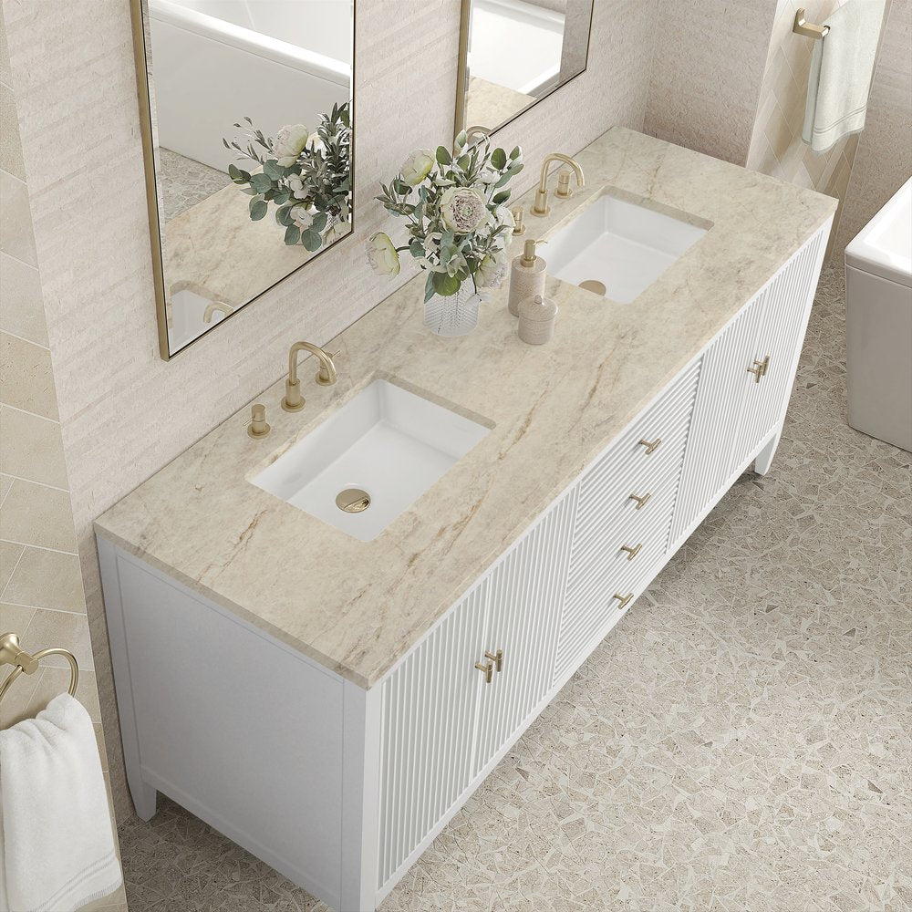 James Martin - Myrrin 72" Vanity, Bright White, w/ 3 CM Tajnar Eclos Top - 485-V72-BW-3TJR view 7