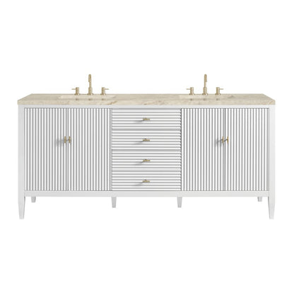 James Martin - Myrrin 72" Vanity, Bright White, w/ 3 CM Tajnar Eclos Top w/FreePower Wireless Charger - 485-V72-BW-FTJR view 1