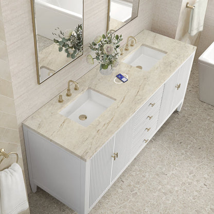 James Martin - Myrrin 72" Vanity, Bright White, w/ 3 CM Tajnar Eclos Top w/FreePower Wireless Charger - 485-V72-BW-FTJR view 7