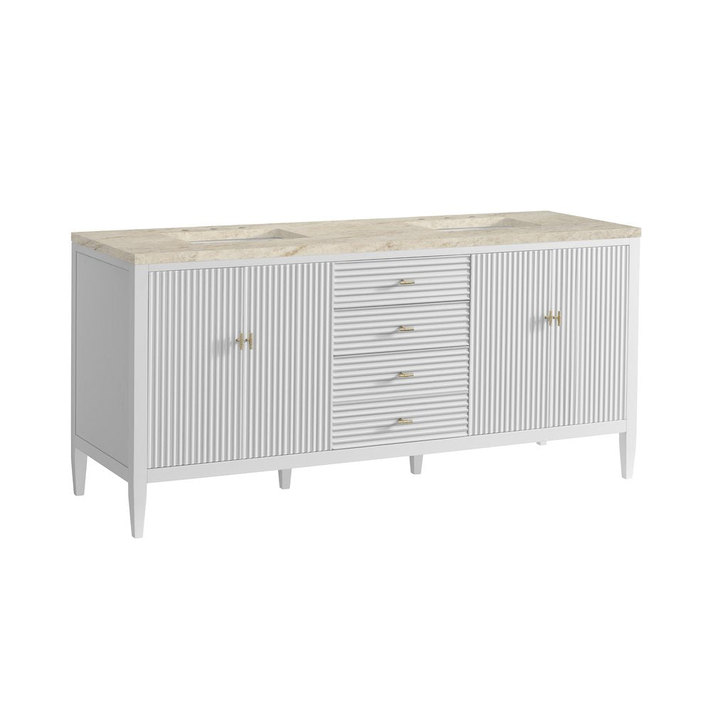 James Martin - Myrrin 72" Vanity, Bright White, w/ 3 CM Tajnar Eclos Top w/FreePower Wireless Charger - 485-V72-BW-FTJR view 10