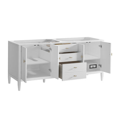 James Martin - Myrrin 72" Vanity, Bright White w/ Single Hole 3 CM White Zeus Silestone Top & Backsplash - 485-V72-BW-1WZ view 5