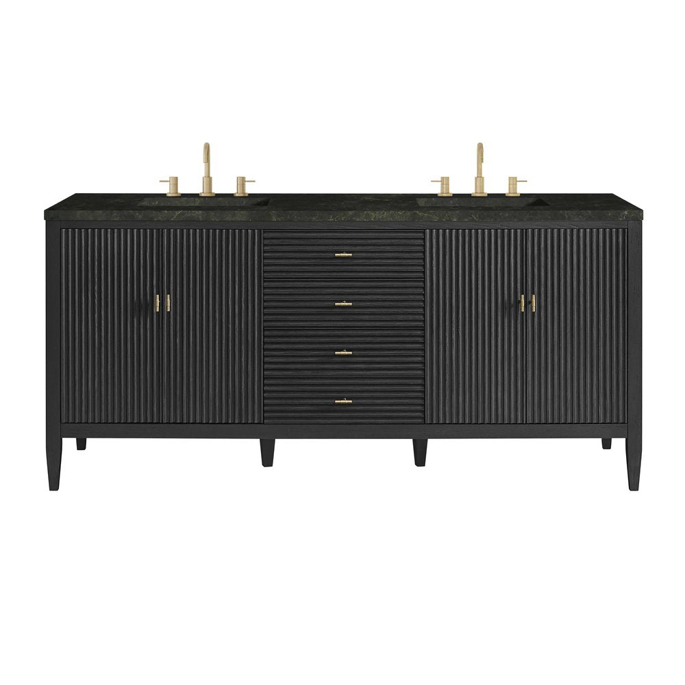 James Martin - Myrrin 72" Vanity, Carbon Oak, w/ 3 CM Phantome Eclos Top - 485-V72-CBO-3PHT view 1
