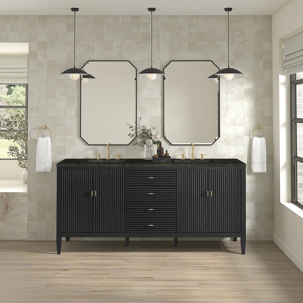 James Martin - Myrrin 72" Vanity, Carbon Oak, w/ 3 CM Phantome Eclos Top - 485-V72-CBO-3PHT view 3