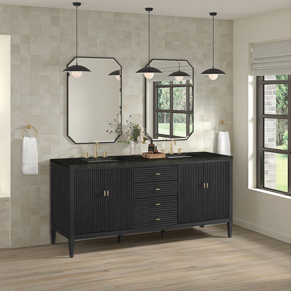 James Martin - Myrrin 72" Vanity, Carbon Oak, w/ 3 CM Phantome Eclos Top - 485-V72-CBO-3PHT view 4