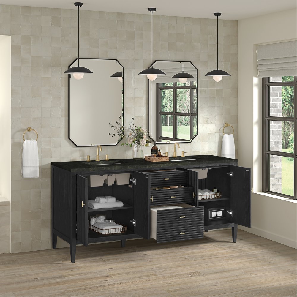 James Martin - Myrrin 72" Vanity, Carbon Oak, w/ 3 CM Phantome Eclos Top - 485-V72-CBO-3PHT view 5