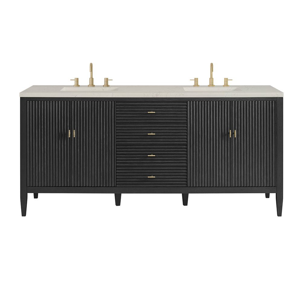 James Martin - Myrrin 72" Vanity, Carbon Oak, w/ 3 CM Siberian Silestone Top - 485-V72-CBO-3SFR view 1