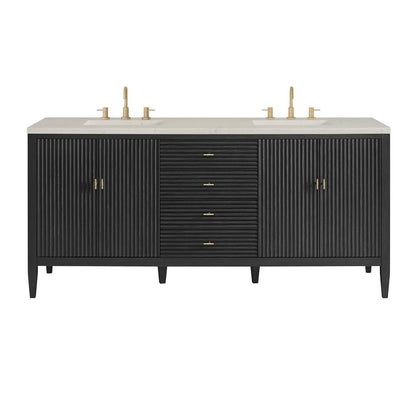 James Martin - Myrrin 72" Vanity, Carbon Oak, w/ 3 CM Siberian Silestone Top - 485-V72-CBO-3SFR view 1