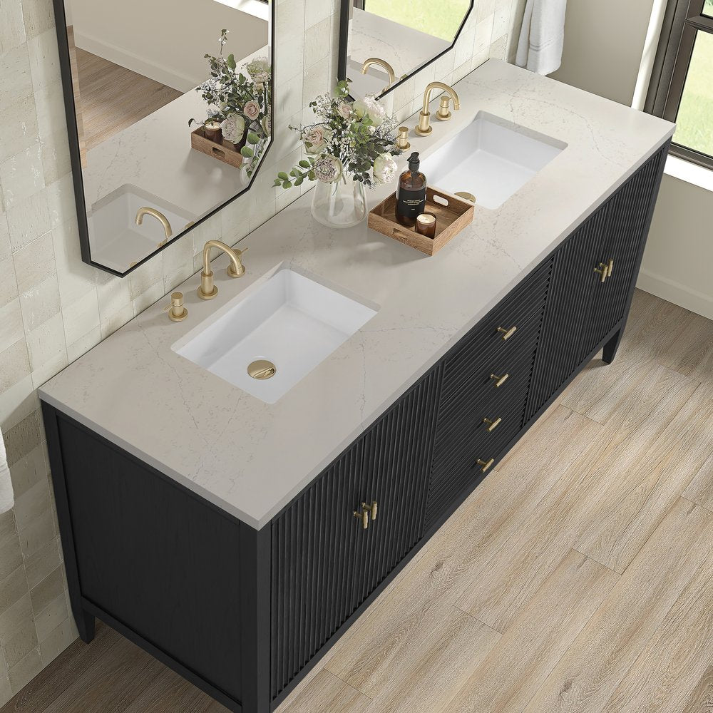 James Martin - Myrrin 72" Vanity, Carbon Oak, w/ 3 CM Siberian Silestone Top - 485-V72-CBO-3SFR view 7