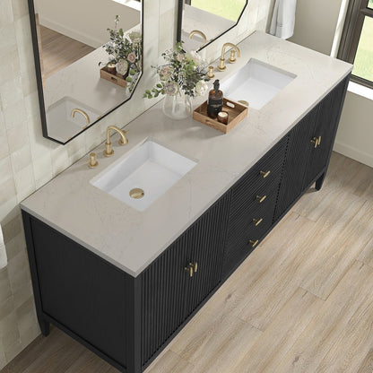 James Martin - Myrrin 72" Vanity, Carbon Oak, w/ 3 CM Siberian Silestone Top - 485-V72-CBO-3SFR view 7