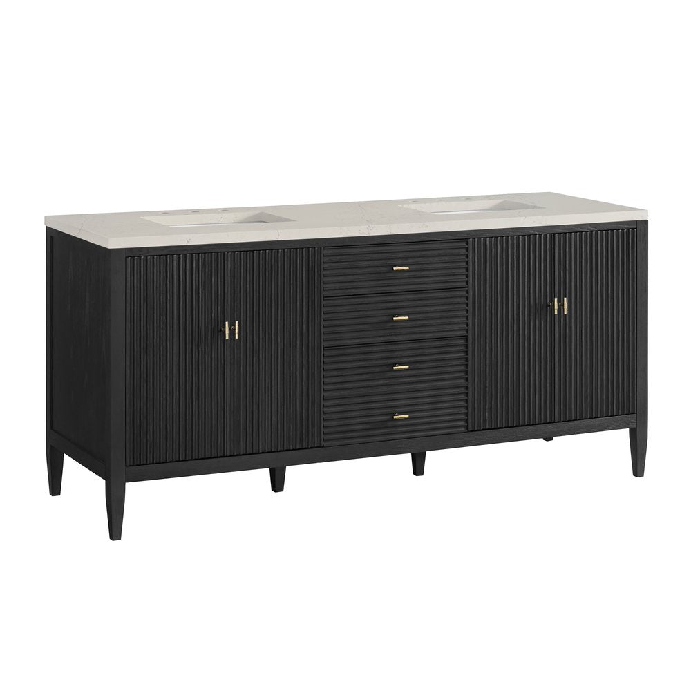 James Martin - Myrrin 72" Vanity, Carbon Oak, w/ 3 CM Siberian Silestone Top w/FreePower Wireless Charger - 485-V72-CBO-FSFR view 10