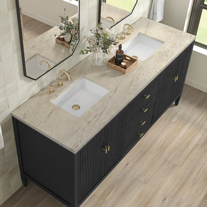 James Martin - Myrrin 72" Vanity, Carbon Oak, w/ 3 CM Tajnar Eclos Top - 485-V72-CBO-3TJR view 7