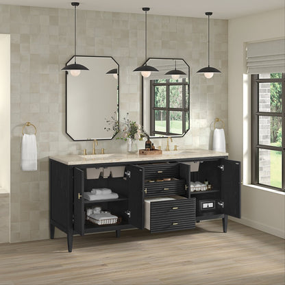 James Martin - Myrrin 72" Vanity, Carbon Oak, w/ 3 CM Tajnar Eclos Top w/FreePower Wireless Charger - 485-V72-CBO-FTJR view 5