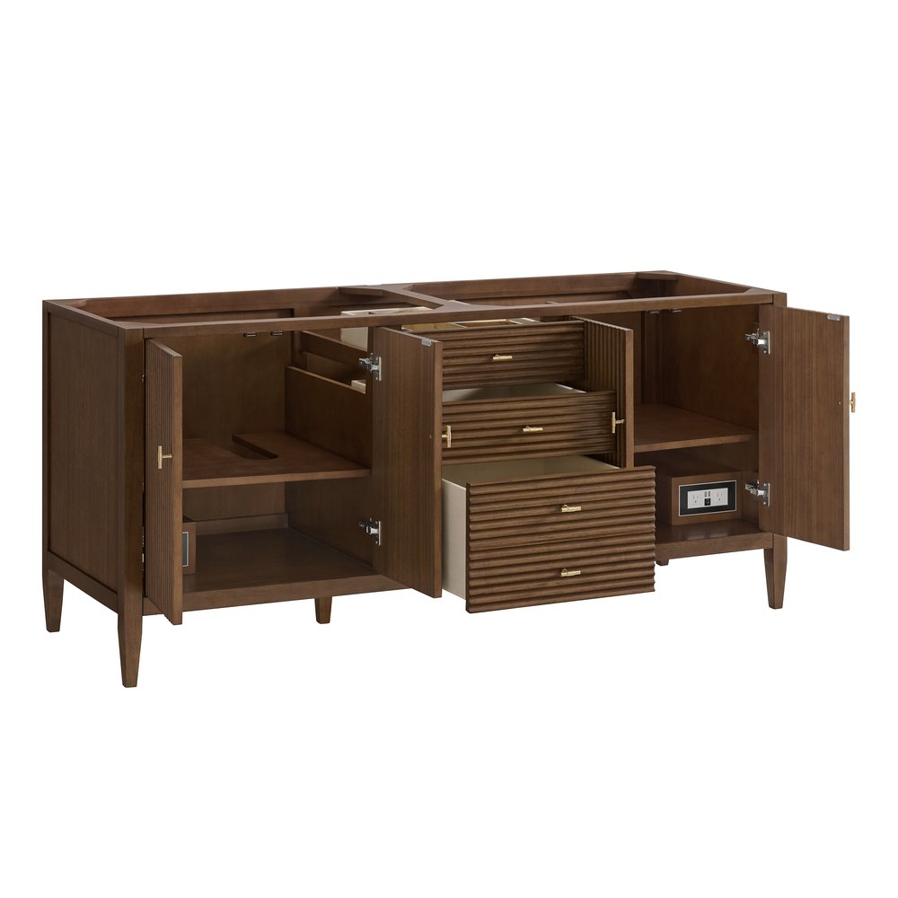 James Martin - Myrrin 72" Vanity, Mid Century Walnut, w/ 3 CM Phantome Eclos Top - 485-V72-WLT-3PHT view 8