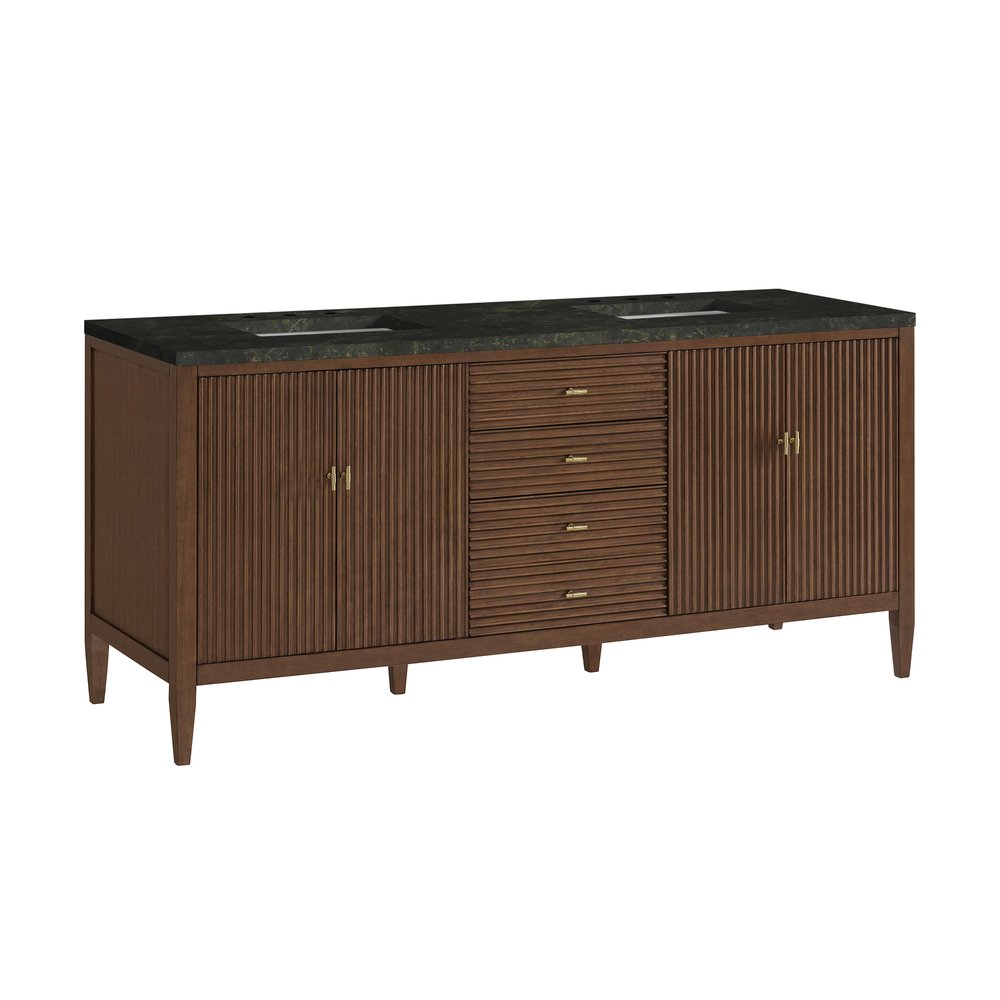 James Martin - Myrrin 72" Vanity, Mid Century Walnut, w/ 3 CM Phantome Eclos Top - 485-V72-WLT-3PHT view 10