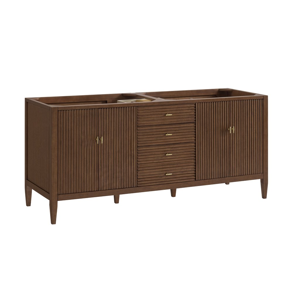 James Martin - Myrrin 72" Vanity, Mid Century Walnut, w/ 3 CM Siberian Silestone Top w/FreePower Wireless Charger - 485-V72-WLT-FSFR view 2