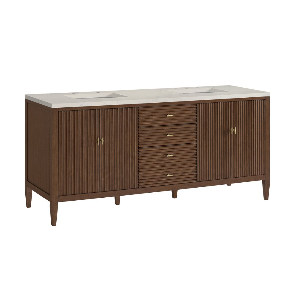James Martin - Myrrin 72" Vanity, Mid Century Walnut, w/ 3 CM Siberian Silestone Top w/FreePower Wireless Charger - 485-V72-WLT-FSFR view 10
