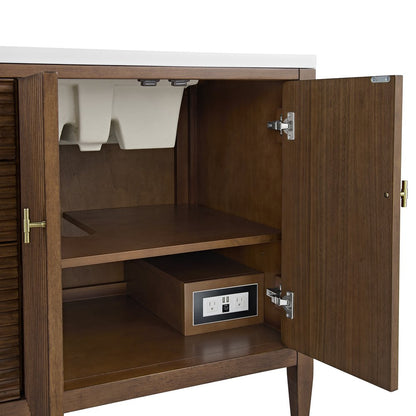 James Martin - Myrrin 72" Vanity, Mid Century Walnut, w/ 3 CM Siberian Silestone Top w/FreePower Wireless Charger - 485-V72-WLT-FSFR view 12