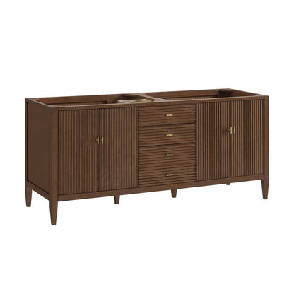 James Martin - Myrrin 72" Vanity, Mid Century Walnut, w/ 3 CM Tajnar Eclos Top - 485-V72-WLT-3TJR view 2