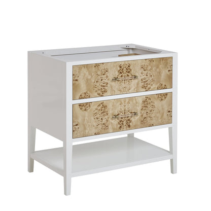 James Martin - Olena 36" Single Vanity, Light Mappa Burl and Polished White - D804-V36-LMB view 1