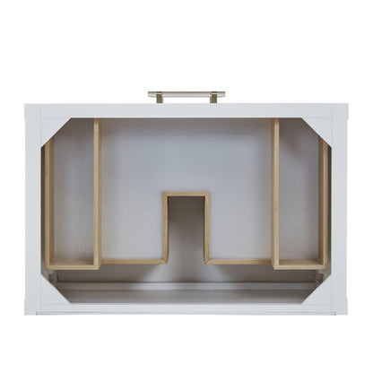 James Martin - Olena 36" Single Vanity, Light Mappa Burl and Polished White - D804-V36-LMB view 2