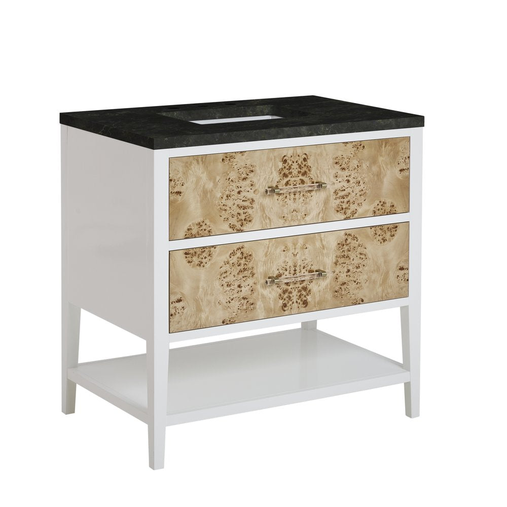 James Martin - Olena 36" Single Vanity, Light Mappa Burl and Polished White, w/ 3 CM Phantome Eclos Top - D804-V36-LMB-3PHT view 11