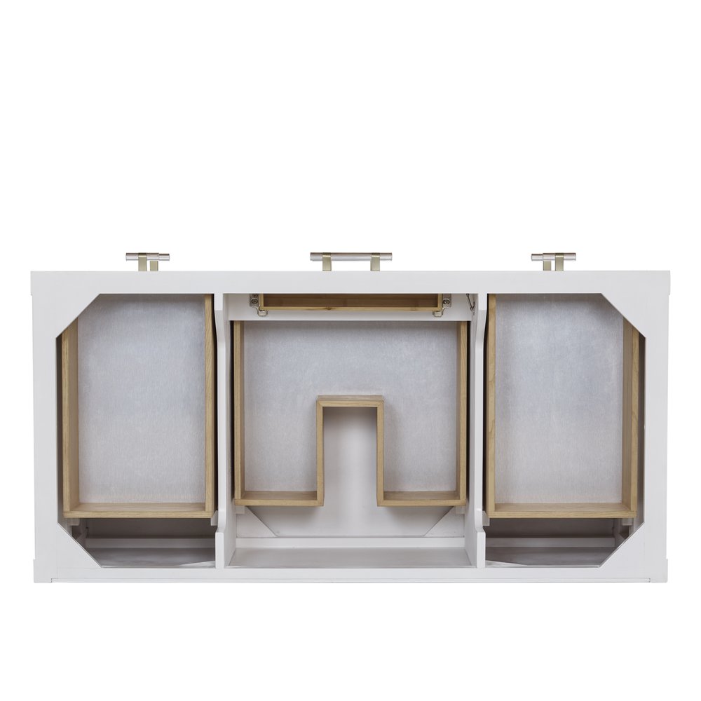 James Martin - Olena 48" Single Vanity, Light Mappa Burl and Polished White - D804-V48-LMB view 2