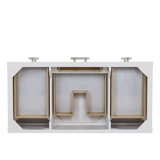 James Martin - Olena 48" Single Vanity, Light Mappa Burl and Polished White - D804-V48-LMB view 2