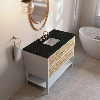 James Martin - Olena 48" Single Vanity, Light Mappa Burl and Polished White, w/ 3 CM Phantome Eclos Top - D804-V48-LMB-3PHT view 7