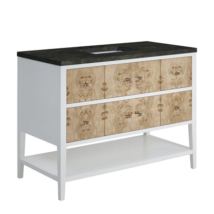 James Martin - Olena 48" Single Vanity, Light Mappa Burl and Polished White, w/ 3 CM Phantome Eclos Top - D804-V48-LMB-3PHT view 11