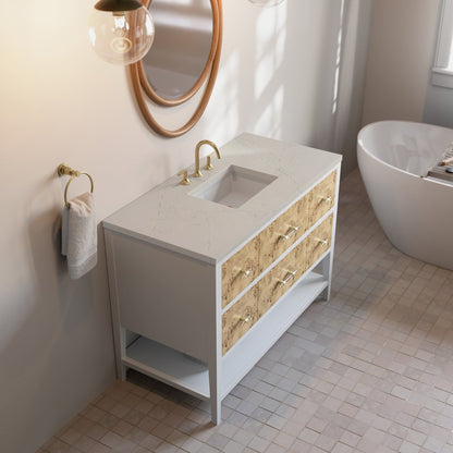 James Martin - Olena 48" Single Vanity, Light Mappa Burl and Polished White, w/ 3 CM Siberian Silestone Top - D804-V48-LMB-3SFR view 7
