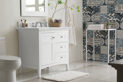 James Martin - Palisades 36" Single Vanity, Bright White w/ 3 CM Ethereal Noctis Silestone Top - 527-V36-BW-3ENC view 3