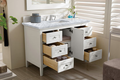 James Martin - Palisades 48" Single Vanity, Bright White w/ 3 CM Carrara Marble Top - 527-V48-BW-3CAR view 3