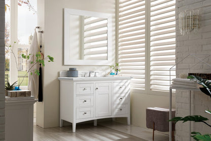 James Martin - Palisades 48" Single Vanity, Bright White w/ 3 CM Ethereal Noctis Silestone Top - 527-V48-BW-3ENC view 3