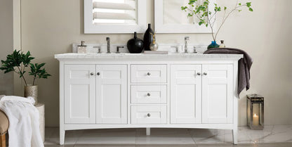James Martin - Palisades 72" Double Vanity, Bright White w/ 3 CM Eternal Jasmine Pearl Silestone Top - 527-V72-BW-3EJP view 1