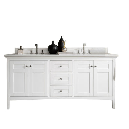 James Martin - Palisades 72" Double Vanity, Bright White w/ 3 CM White Zeus Silestone Top - 527-V72-BW-3WZ view 1