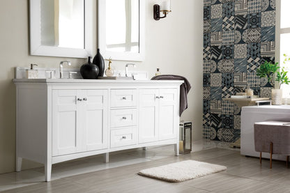 James Martin - Palisades 72" Double Vanity, Bright White w/ 3 CM White Zeus Silestone Top - 527-V72-BW-3WZ view 3