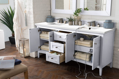 James Martin - Palisades 72" Double Vanity, Bright White w/ 3 CM White Zeus Silestone Top - 527-V72-BW-3WZ view 4