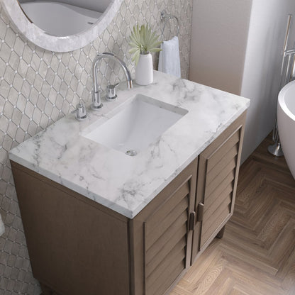 James Martin - Portland 36" Single Vanity Whitewashed Walnut w/ 3 CM Carrara Marble Top - 620-V36-WW-3CAR view 9