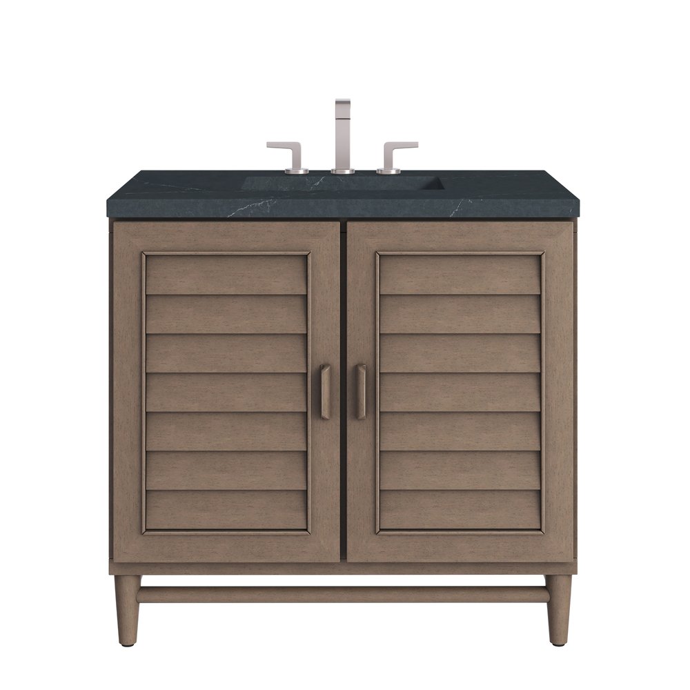 James Martin - Portland 36" Single Vanity Whitewashed Walnut w/ 3 CM Charcoal Soapstone Silestone Top - 620-V36-WW-3CSP view 1