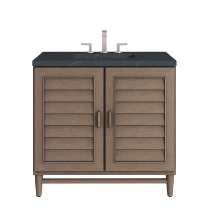 James Martin - Portland 36" Single Vanity Whitewashed Walnut w/ 3 CM Charcoal Soapstone Silestone Top - 620-V36-WW-3CSP view 1