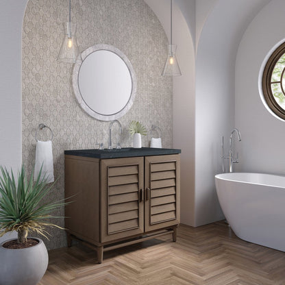 James Martin - Portland 36" Single Vanity Whitewashed Walnut w/ 3 CM Charcoal Soapstone Silestone Top - 620-V36-WW-3CSP view 4