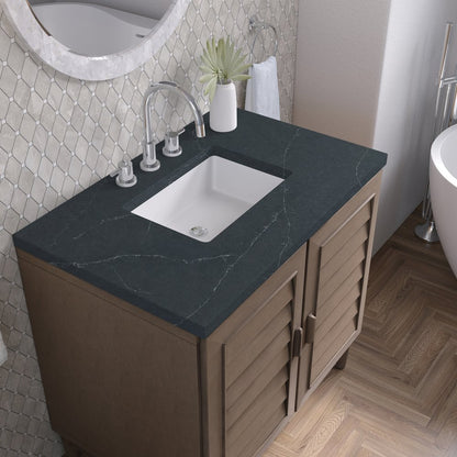 James Martin - Portland 36" Single Vanity Whitewashed Walnut w/ 3 CM Charcoal Soapstone Silestone Top - 620-V36-WW-3CSP view 8