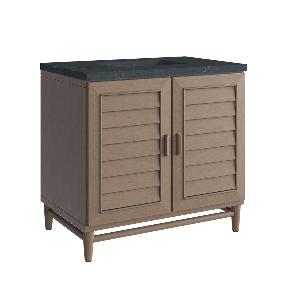 James Martin - Portland 36" Single Vanity Whitewashed Walnut w/ 3 CM Charcoal Soapstone Silestone Top - 620-V36-WW-3CSP view 11