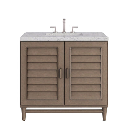 James Martin - Portland 36" Single Vanity Whitewashed Walnut w/ 3 CM Eternal Jasmine Pearl Silestone Top - 620-V36-WW-3EJP view 1