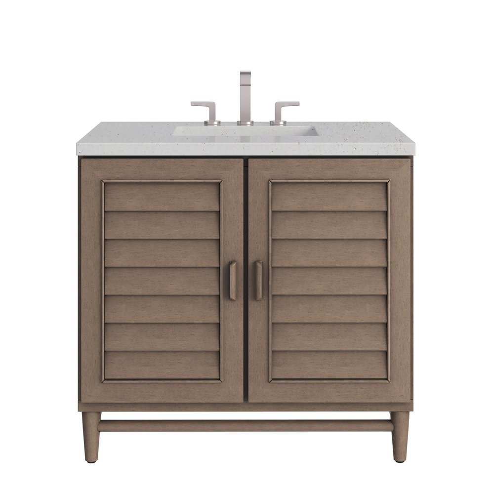 James Martin - Portland 36" Single Vanity Whitewashed Walnut w/ 3 CM Lime Delight Silestone Top - 620-V36-WW-3LDL view 1
