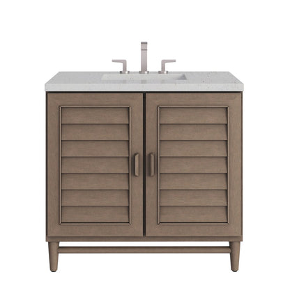 James Martin - Portland 36" Single Vanity Whitewashed Walnut w/ 3 CM Lime Delight Silestone Top - 620-V36-WW-3LDL view 1