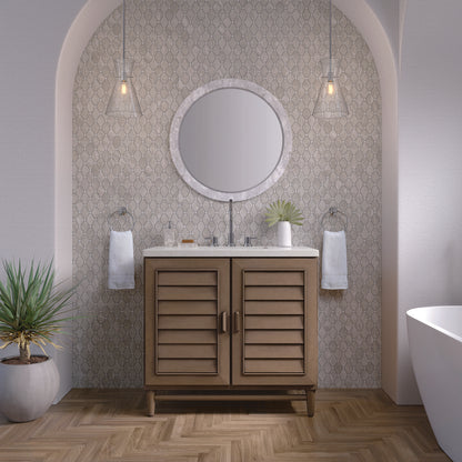 James Martin - Portland 36" Single Vanity Whitewashed Walnut w/ 3 CM Lime Delight Silestone Top - 620-V36-WW-3LDL view 3