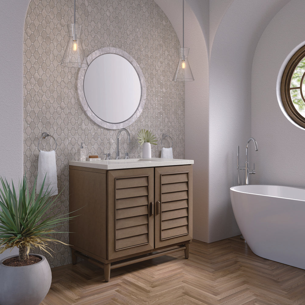 James Martin - Portland 36" Single Vanity Whitewashed Walnut w/ 3 CM Lime Delight Silestone Top - 620-V36-WW-3LDL view 4