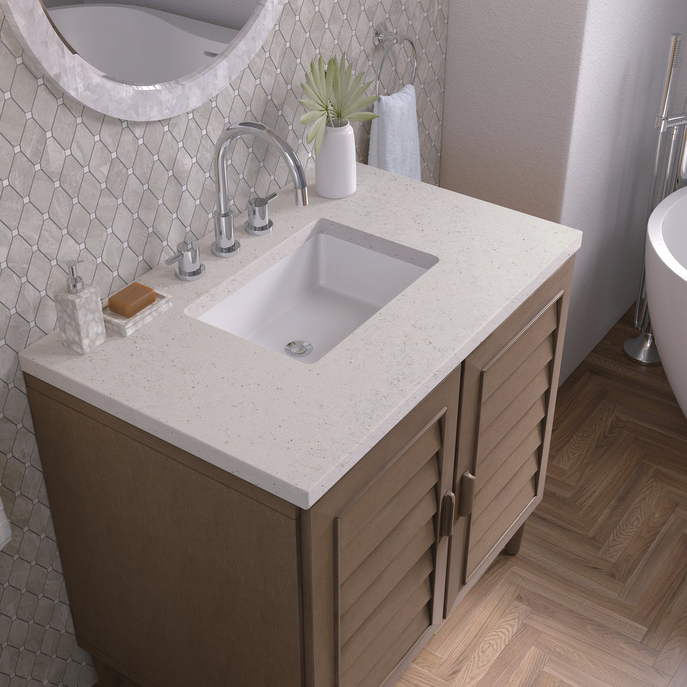 James Martin - Portland 36" Single Vanity Whitewashed Walnut w/ 3 CM Lime Delight Silestone Top - 620-V36-WW-3LDL view 7
